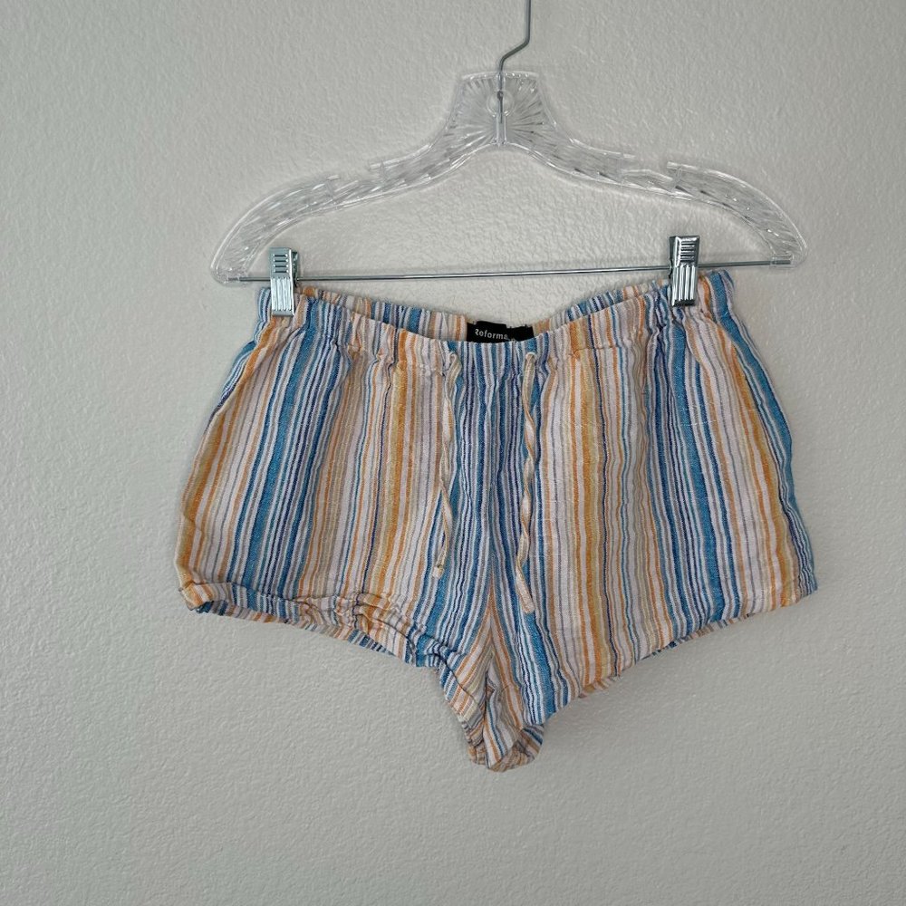 Reformation Multicolor Striped Zoey Linen Shorts